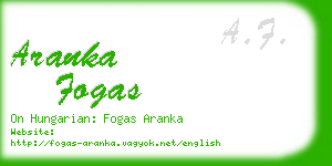 aranka fogas business card